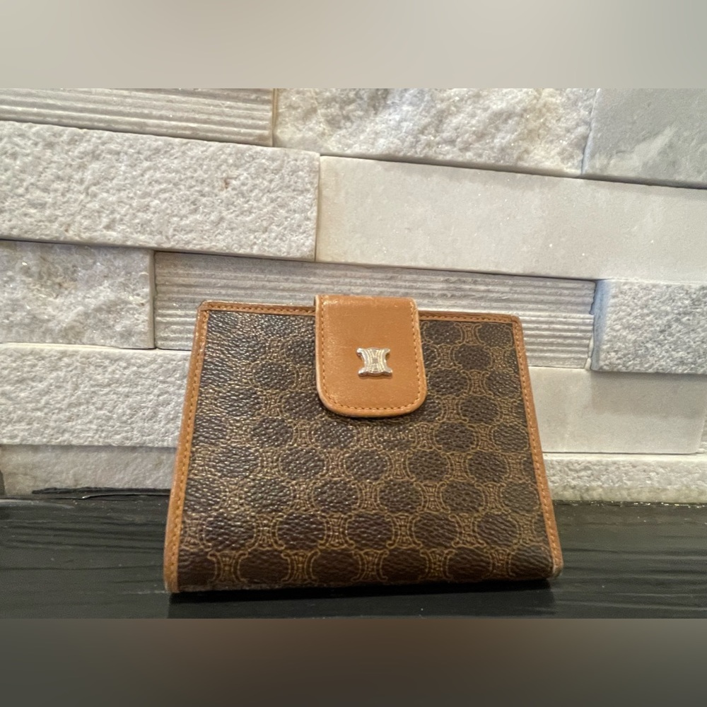 Authentic Celine Macadam Brown & Tan Leather Vintage Wallet - Picture 1 of 7